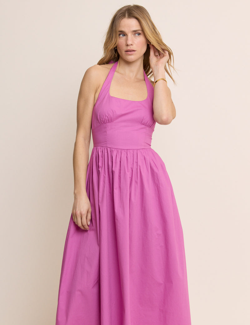 Pink Halterneck Hallie Midi Dress