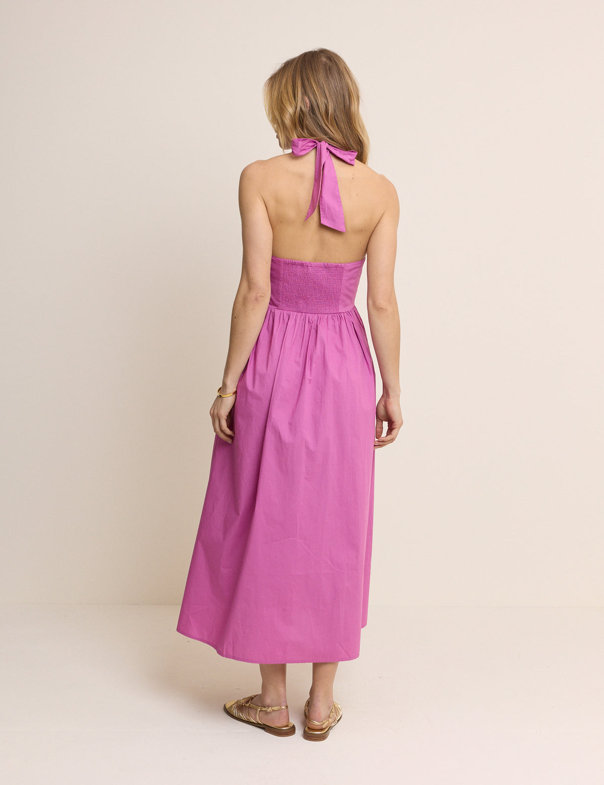 Pink Halterneck Hallie Midi Dress