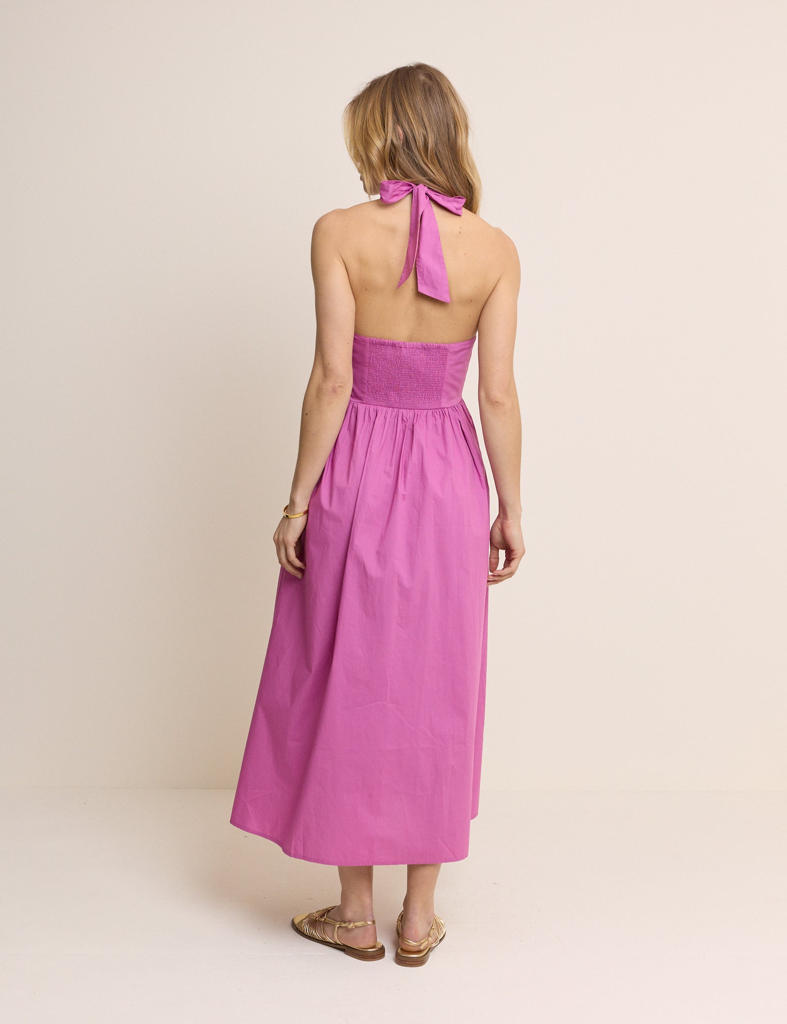 Pink Halterneck Hallie Midi Dress