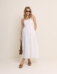 White Broderie Halter Neck Hallie Midi Dress