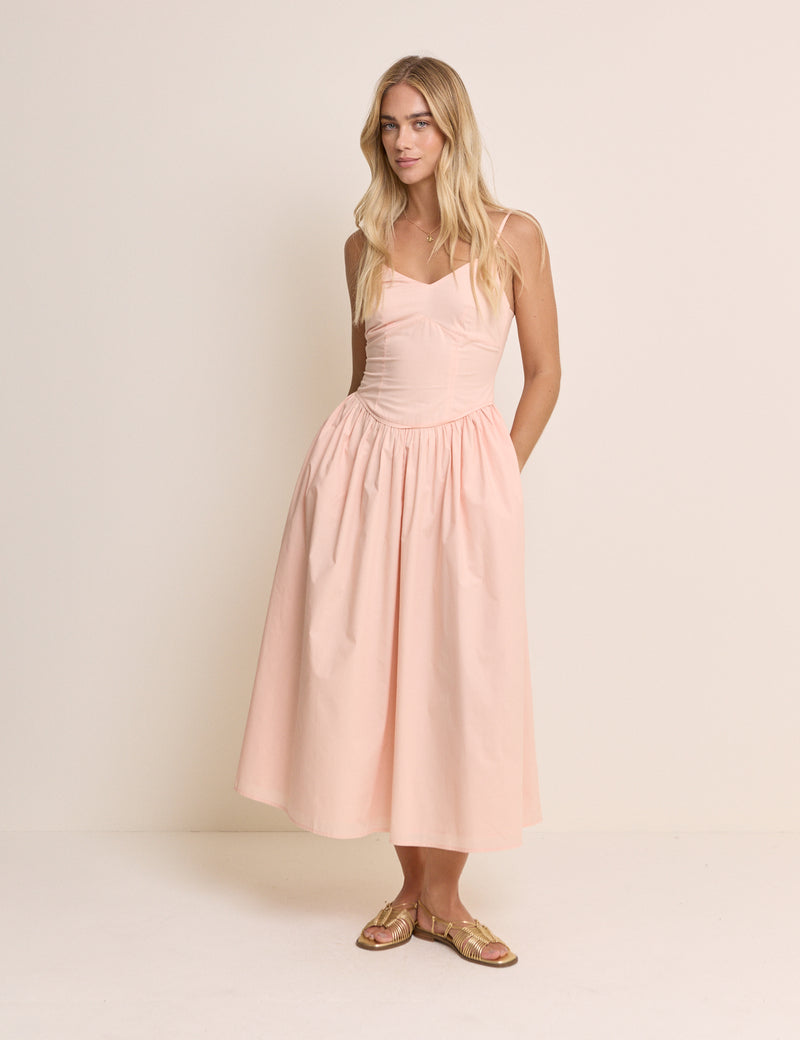 coral pink midi dress Coral Pink Silk Midi Slip Dress, Bow Tie Open Back