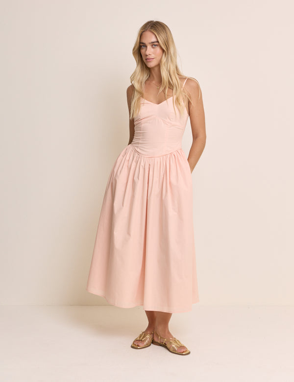 Coral Pink Renley Midi Dress