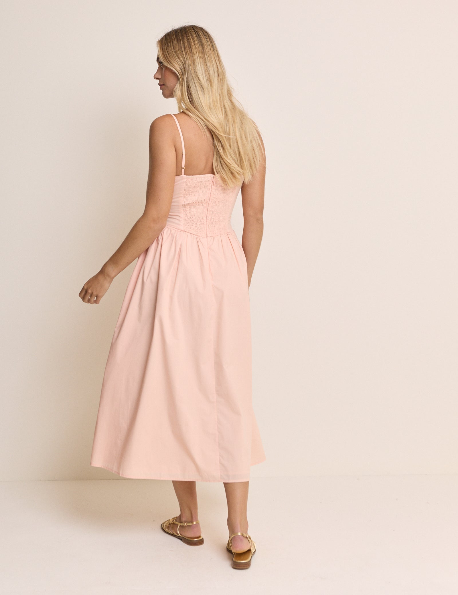 Coral Pink Renley Midi Dress
