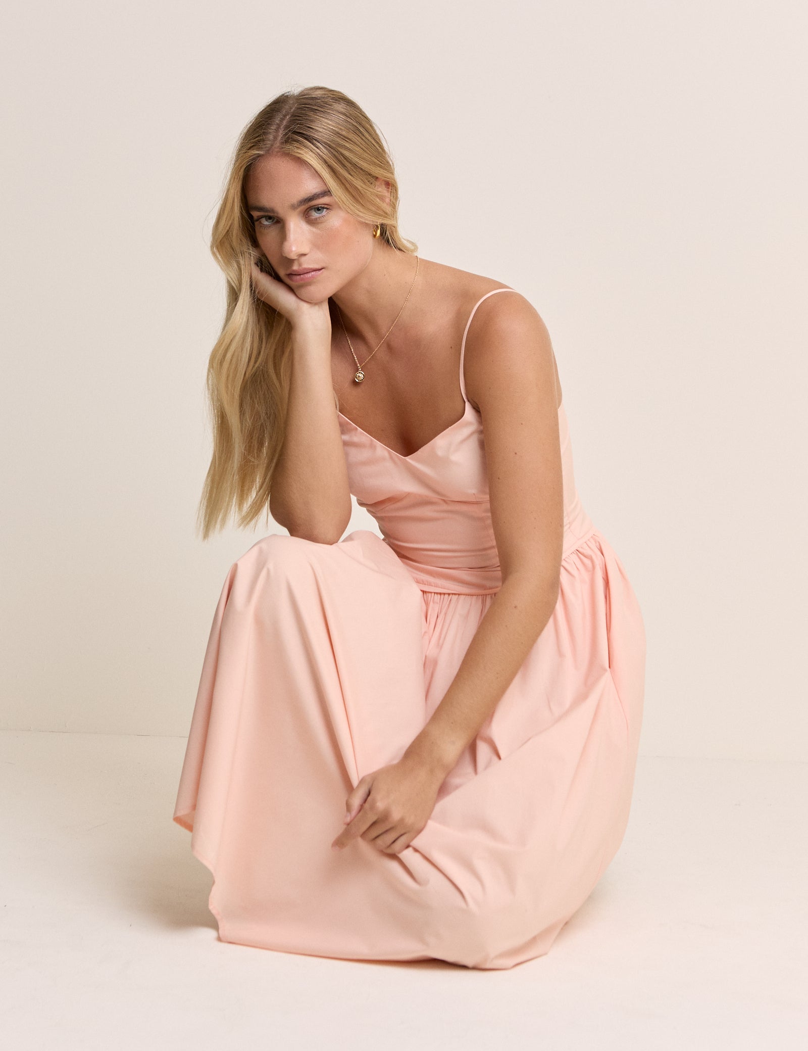 Coral Pink Renley Midi Dress