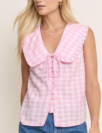 Pink Gingham Peter Pan Collar Blouse