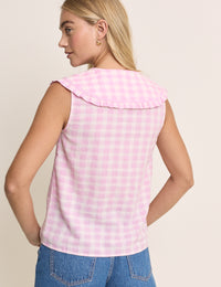Pink Gingham Peter Pan Collar Blouse