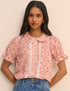 Pink Floral Broderie Anglaise Peter Pan Collar Blouse