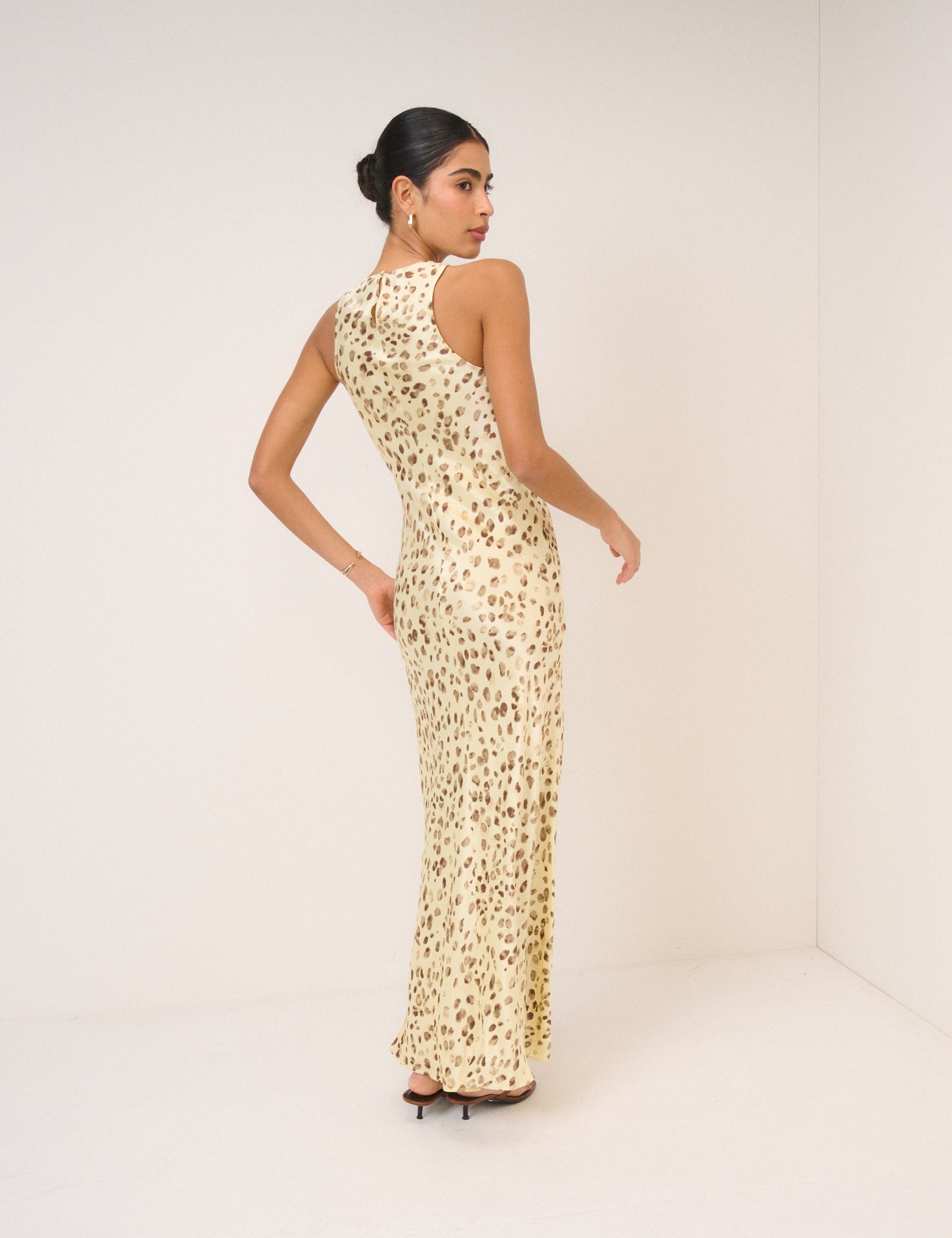 Butter Yellow Leopard Print Zahara Midi Dress