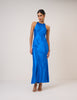 Electric Blue Satin Zahara Maxi Dress