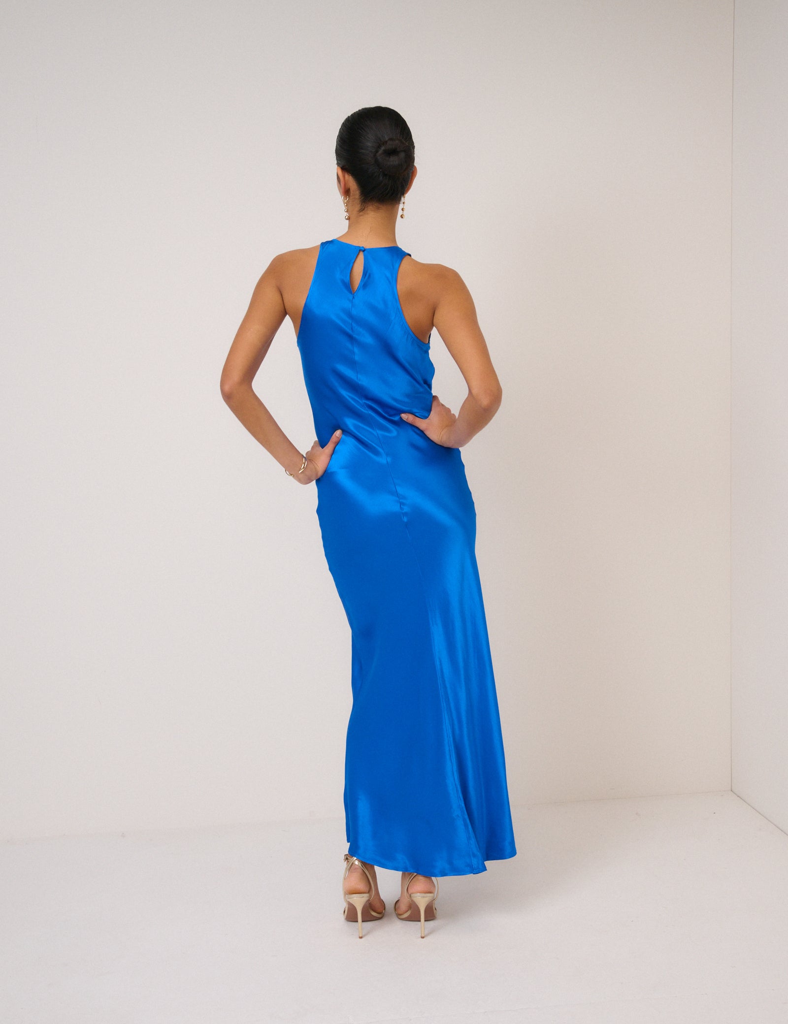 Electric Blue Satin Zahara Maxi Dress Electric Blue Satin Zahara Maxi Dress