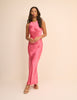 Pink Satin Zahara Maxi Dress