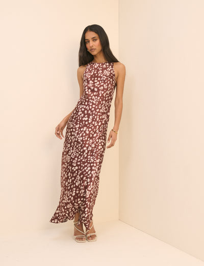 Brown Leopard Print Zahara Maxi Dress