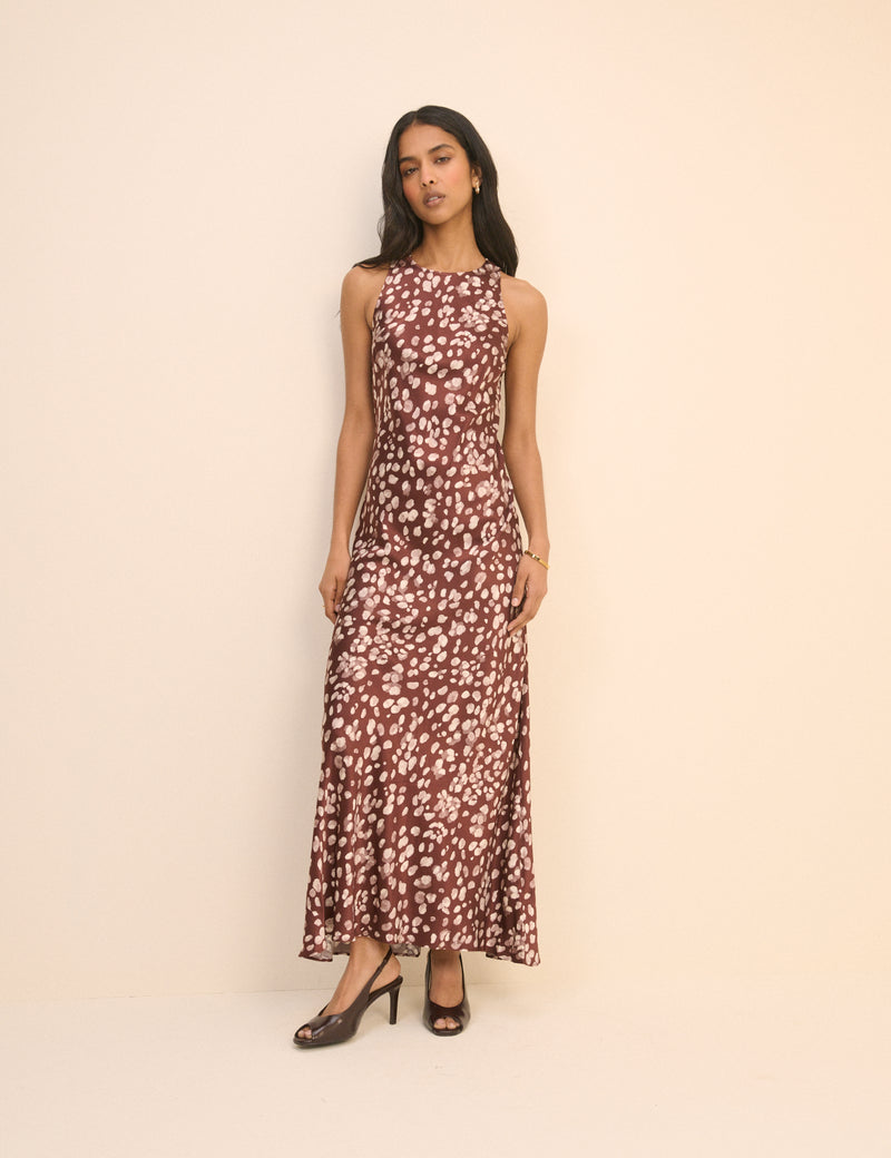 Brown Leopard Print Zahara Maxi Dress