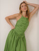 Green Pleated Rosabel Midi Dress
