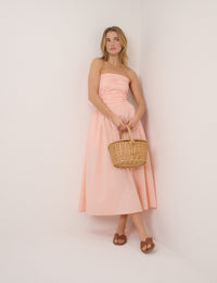 Coral Pink Bandeau Alice Midi Dress