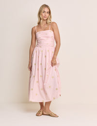 Pink Sun Embroidered Bandeau Alice Midi Dress