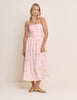 Pink Sun Embroidered Bandeau Alice Midi Dress