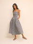 Navy Gingham Bandeau Alice Midi Dress