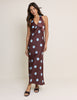 Brown Polka Dot Cali Halter Neck Midaxi Dress