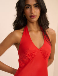 Red Cali Halterneck Maxi Dress