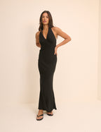 Black Halterneck Cali Maxi Dress