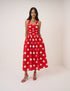 Red Polka Dot Halterneck Lilah Midi Dress