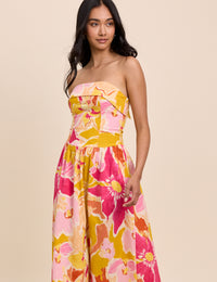 Pink Floral Fia Midi Dress