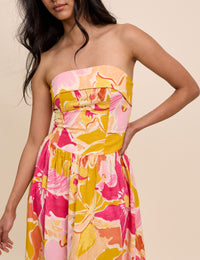 Pink Floral Fia Midi Dress