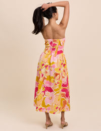Pink Floral Fia Midi Dress