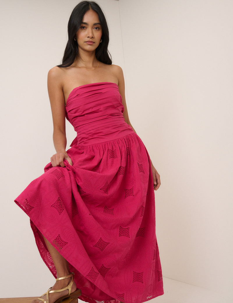 Sleeveless Bandeau Drop Waist Ariella Midi Dress