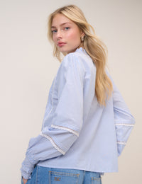 Blue Pinstripe Lace Shirt