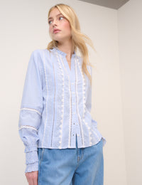 Blue Pinstripe Lace Shirt