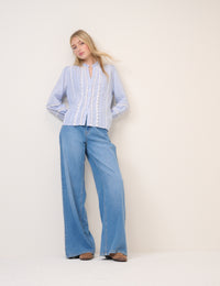 Blue Pinstripe Lace Shirt