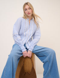 Blue Pinstripe Lace Shirt