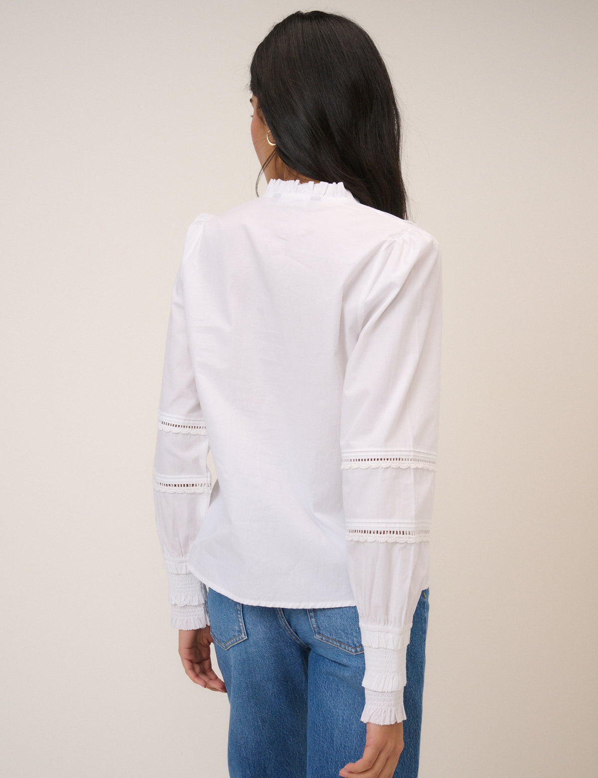 White Lace Trim Blouse