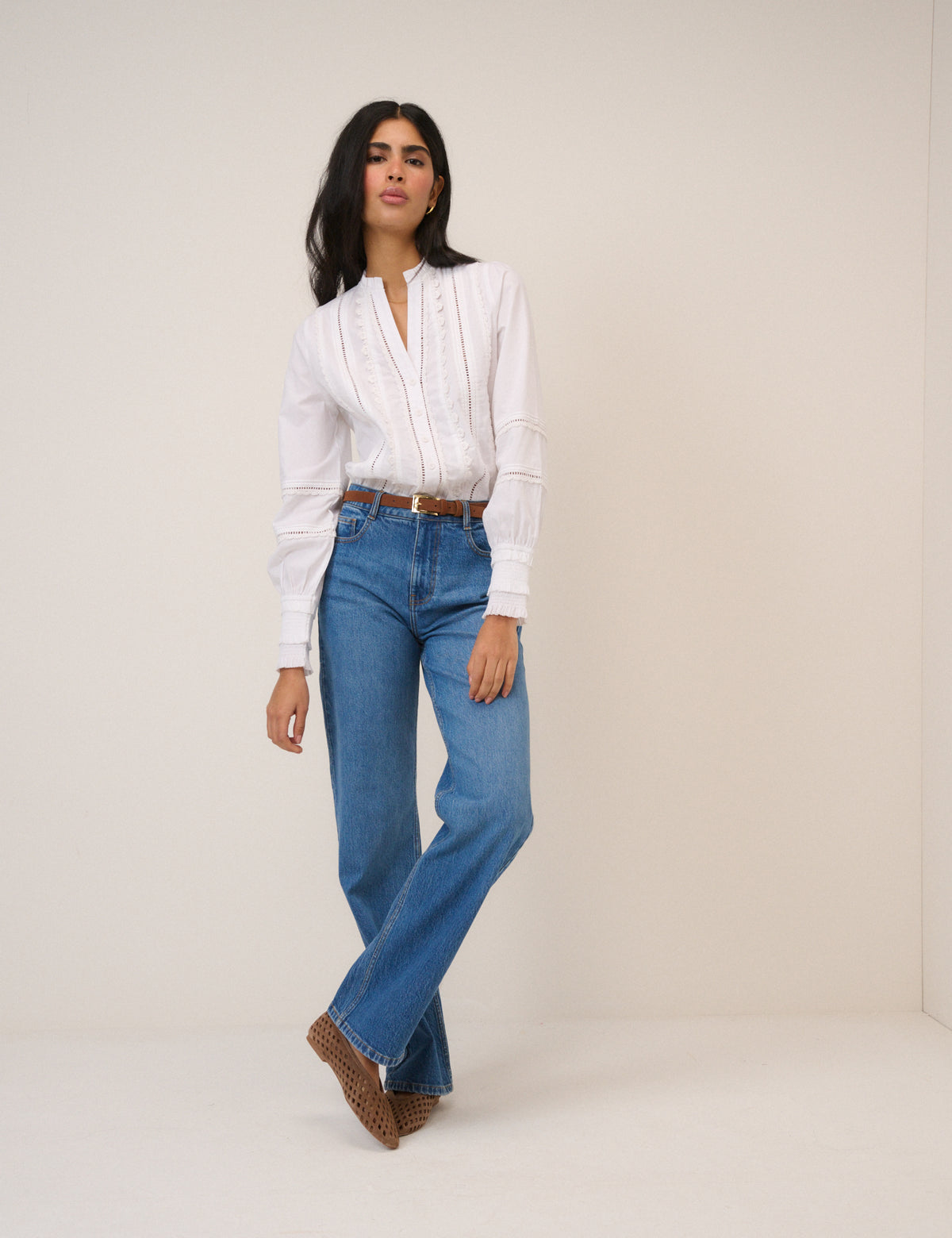 White Lace Trim Blouse
