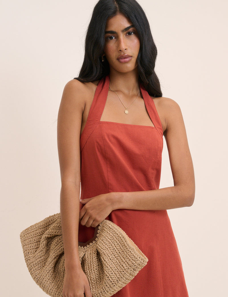Tie-Fastening Halterneck Square Neck Emily Mini Dress