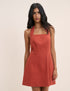 Dusty Red Linen-Blend Halterneck Emily Mini Dress