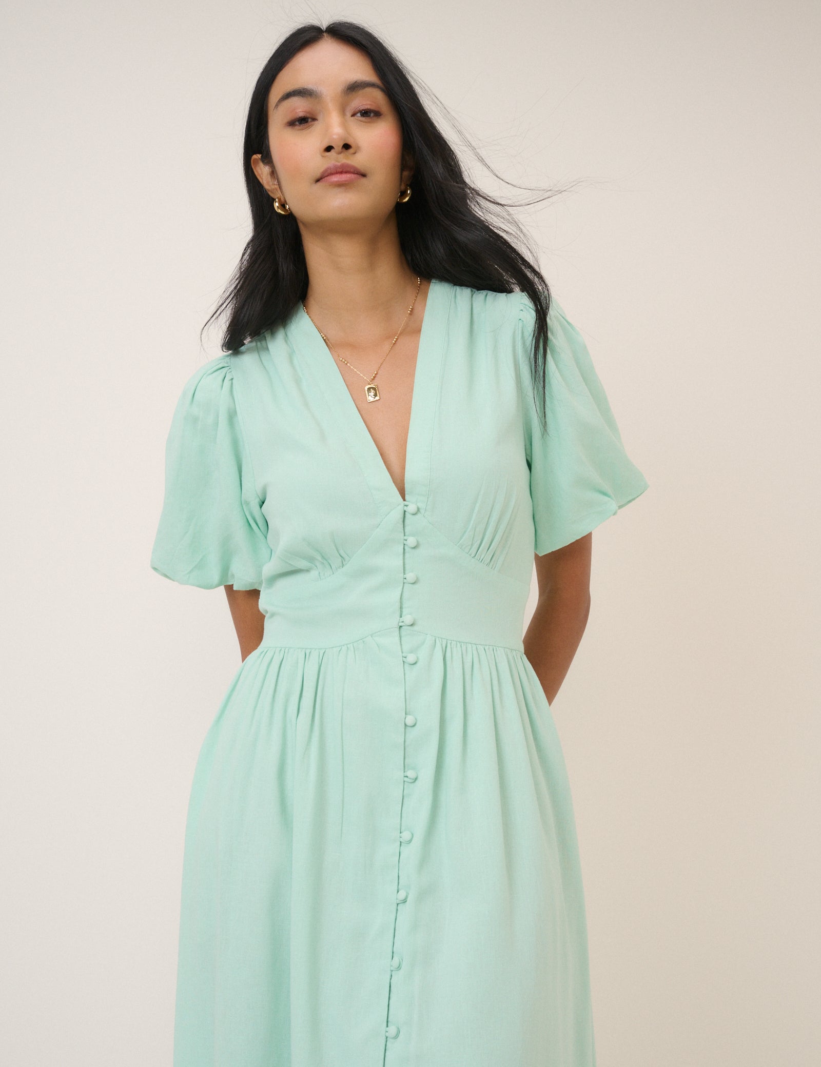 Mint Green Short Sleeve Starlight Midi Dress Mint Green Short Sleeve Starlight Midi Dress