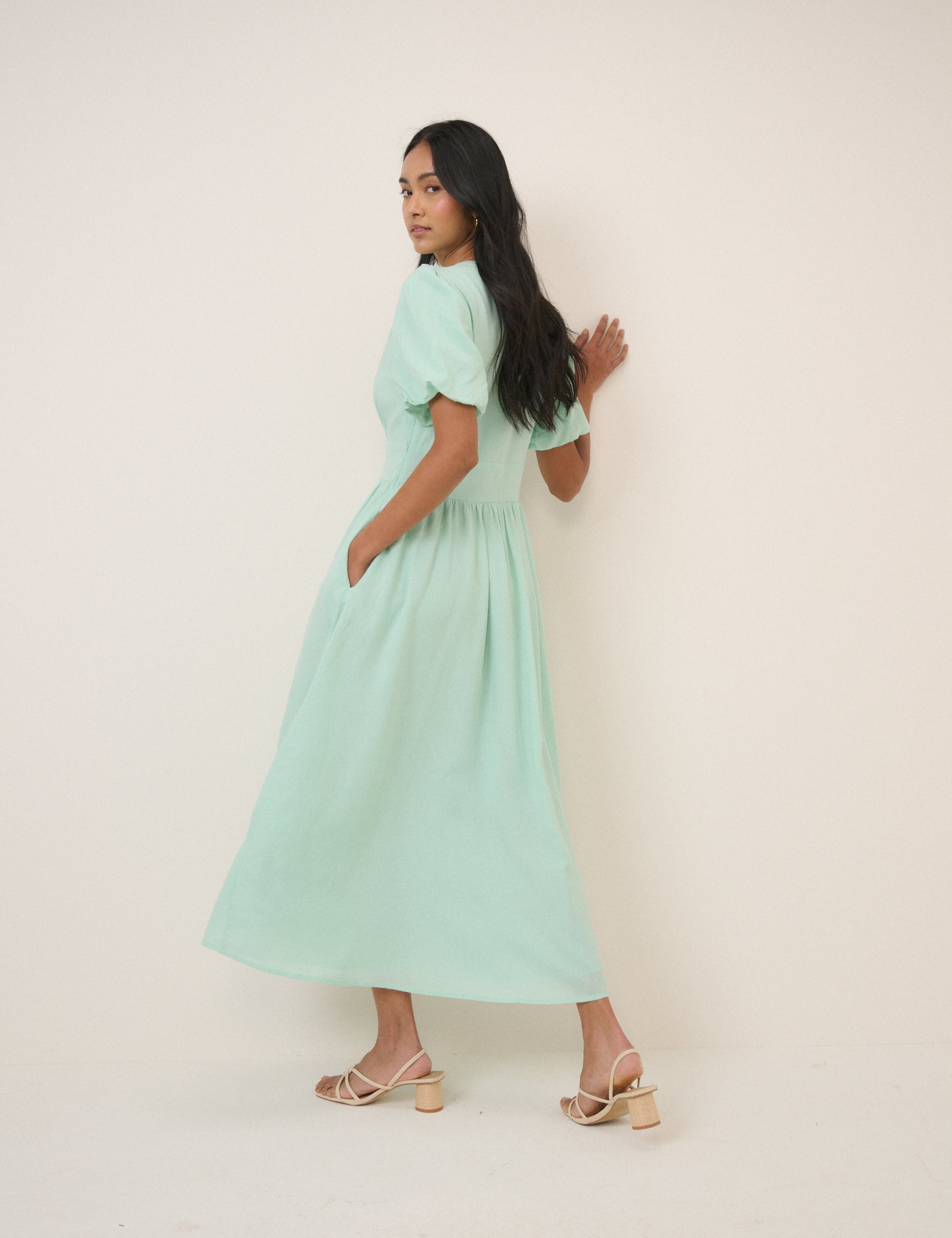 Mint Green Short Sleeve Starlight Midi Dress Mint Green Short Sleeve Starlight Midi Dress