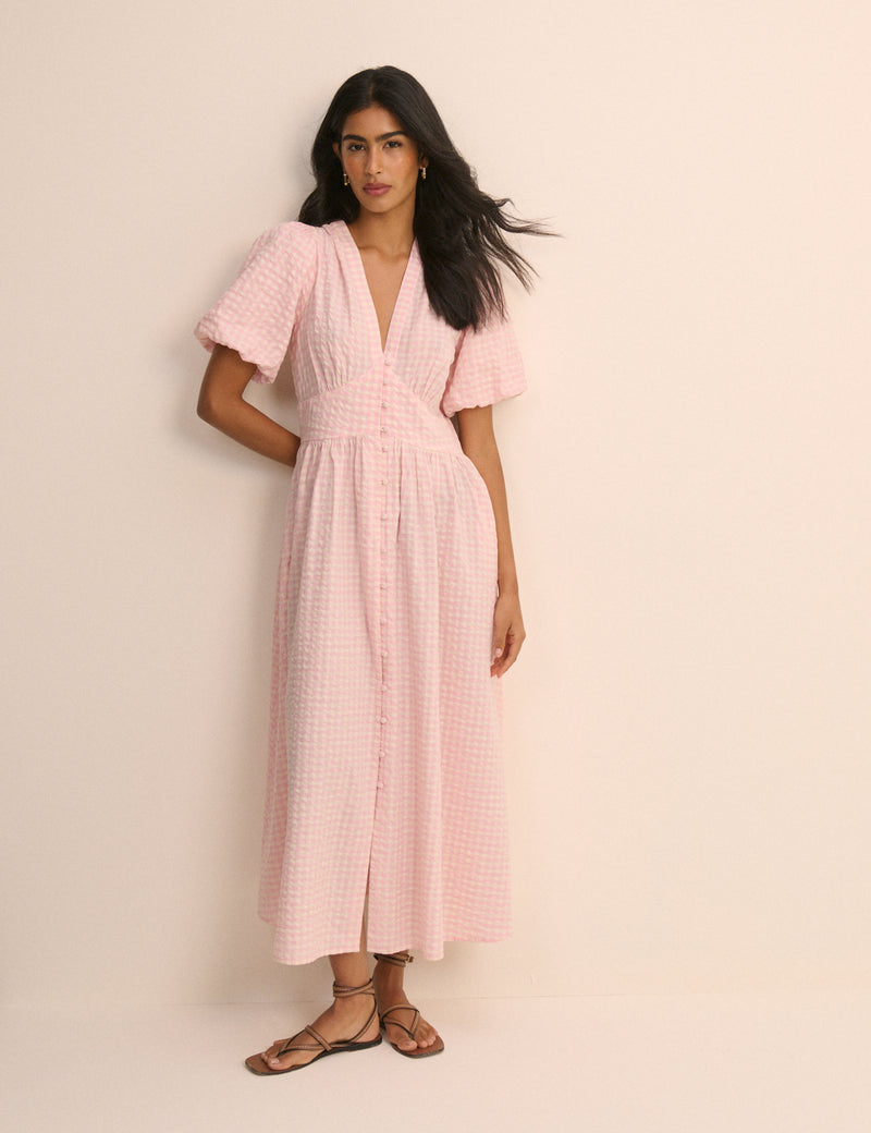 Pink Gingham Starlight Midi Dress