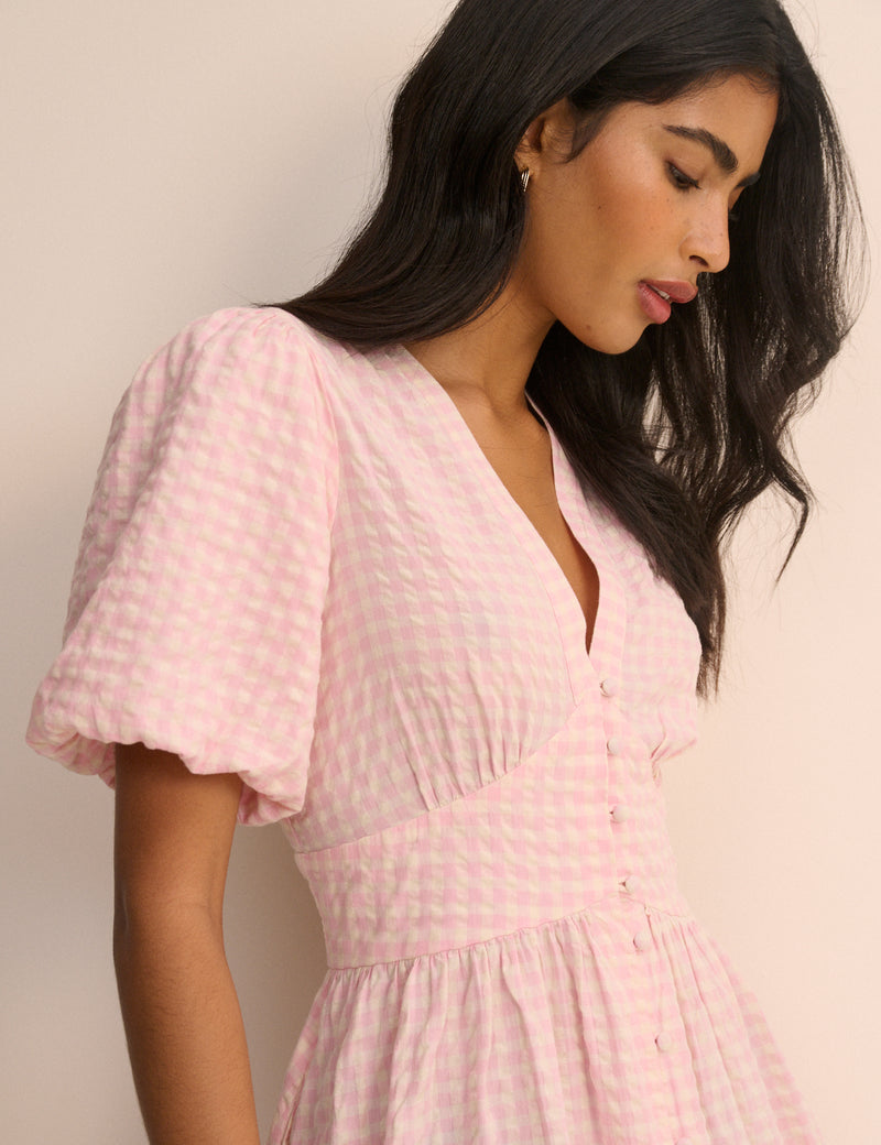 Pink Gingham Starlight Midi Dress