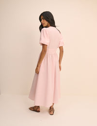 Pink Gingham Striped Starlight Midi Dress