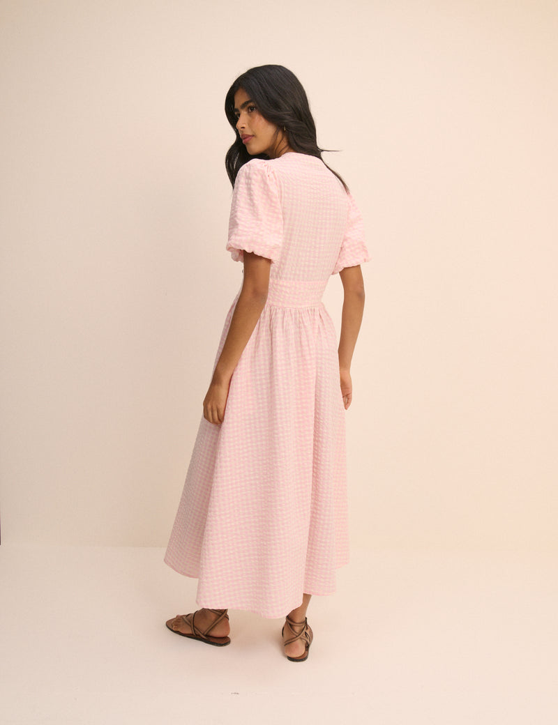 Pink Gingham Starlight Midi Dress