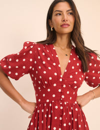 Red Polka Dot Starlight Midi Dress
