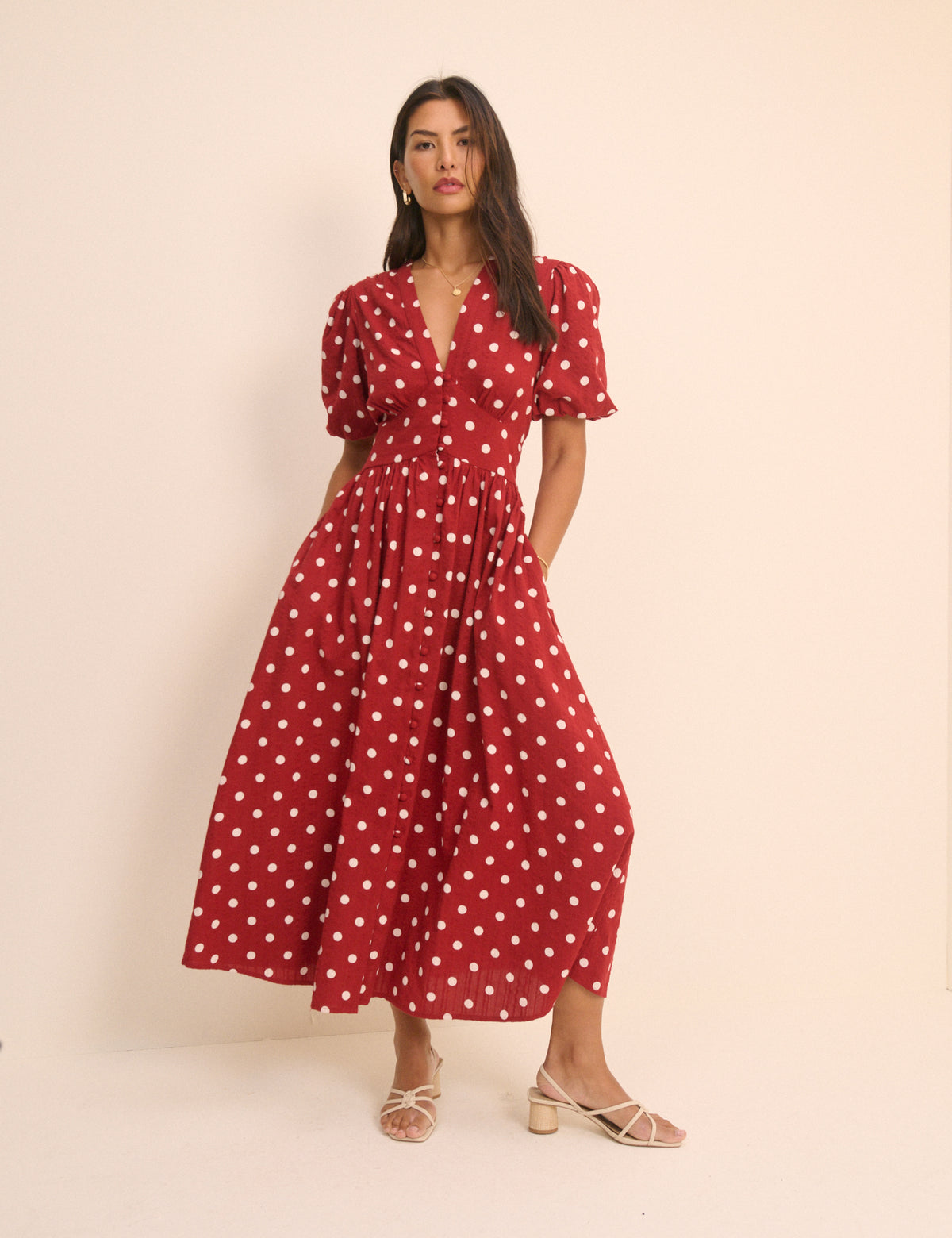 Red Polka Dot Starlight Midi Dress