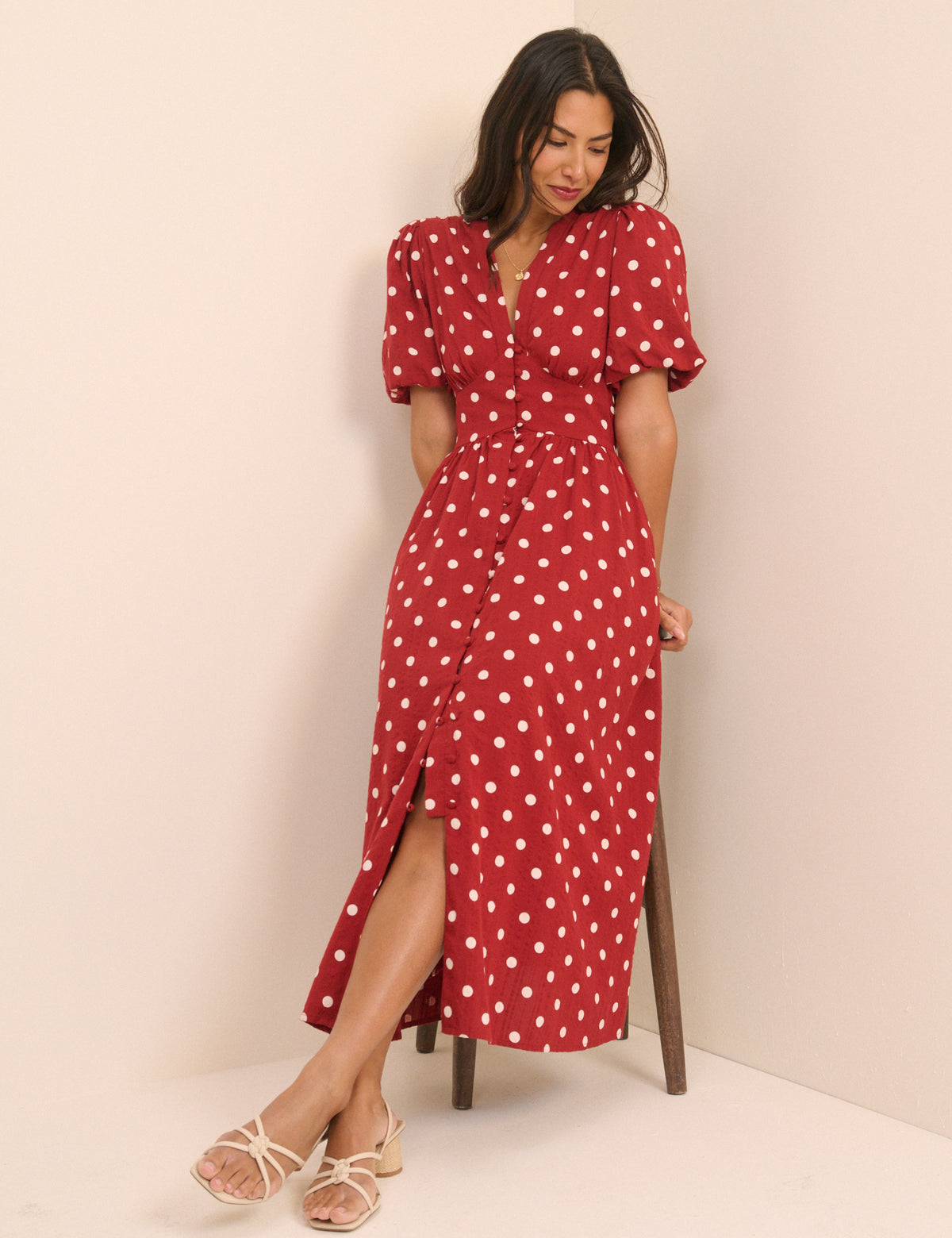 Red Polka Dot Starlight Midi Dress