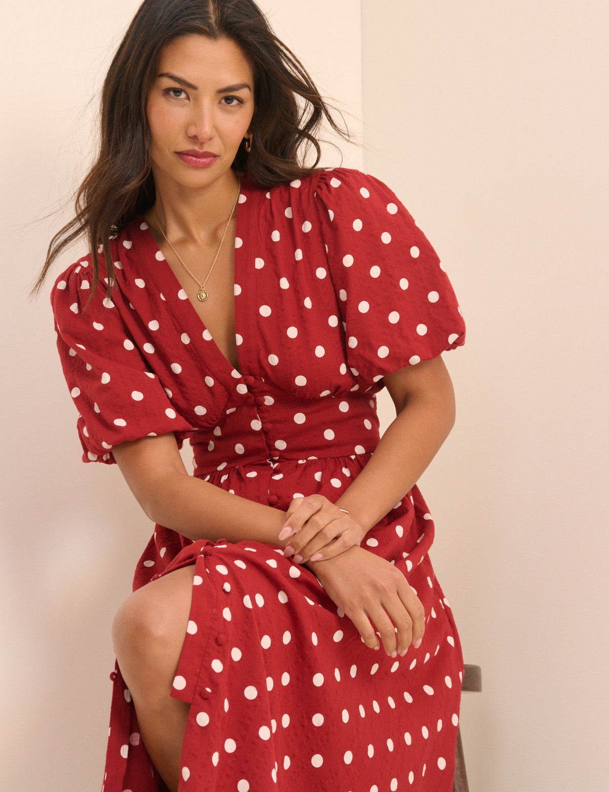 Red Polka Dot Starlight Midi Dress