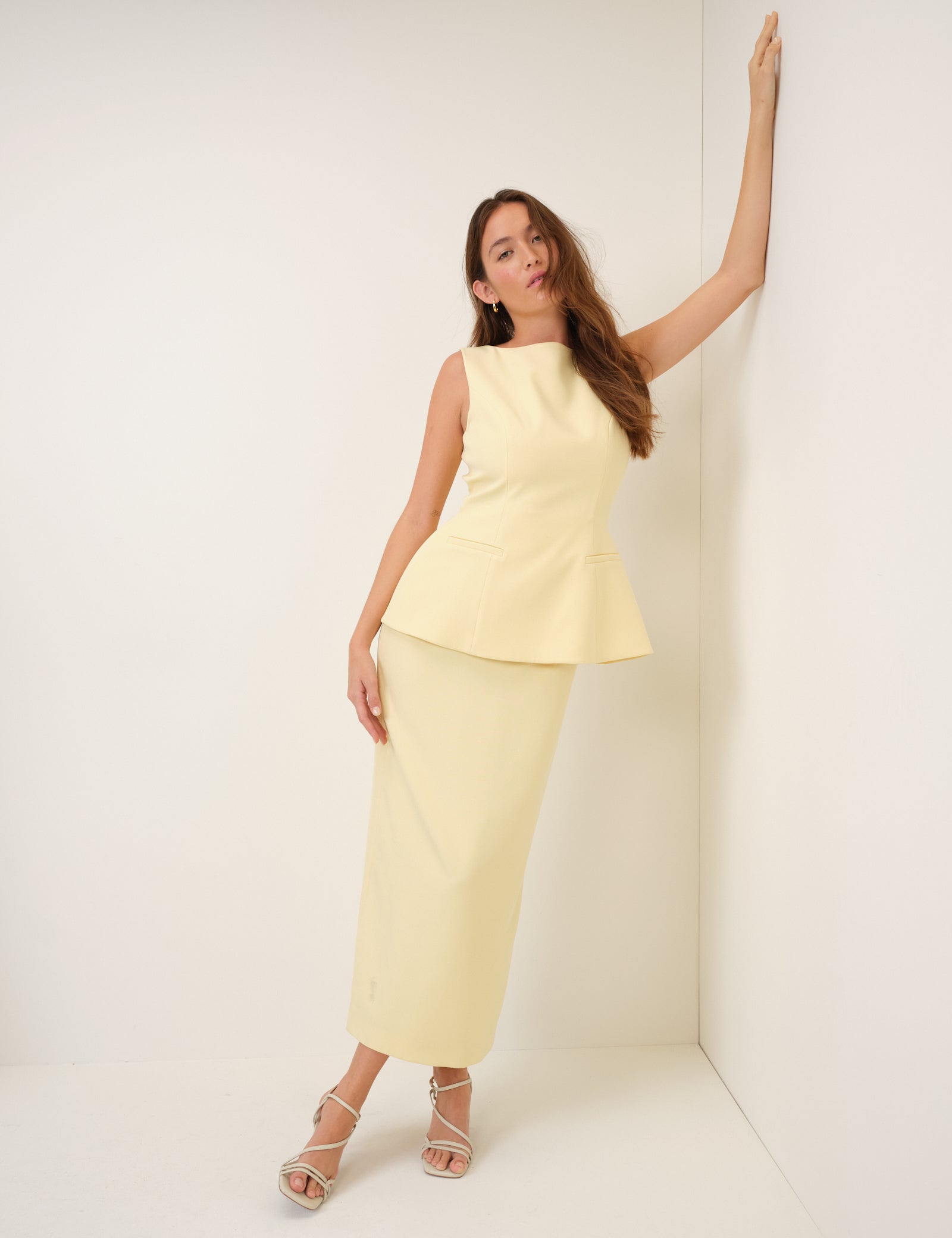 Butter Yellow Peplum Evah Maxi Dress Butter Yellow Peplum Evah Maxi Dress