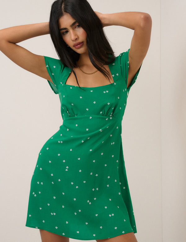 Green Ditsy Floral Nora Mini Dress